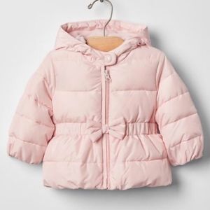 2/25Baby gap pink peplum bow puffer coat